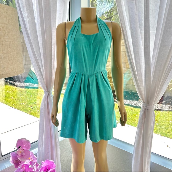 Vintage R.J. Stevens Sleeveless Teal Romper Size 4 - Picture 4 of 10